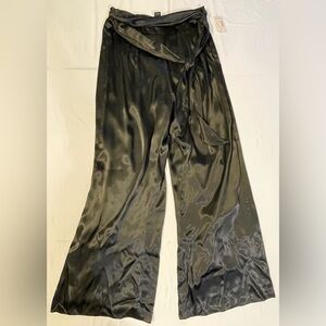 Dress Barn Black Satin Wide-Leg Tie Waist Pants
